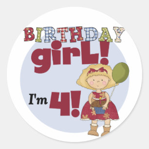 I'm 4 Birthday Girl T-shirts and Gifts Classic Round Sticker
