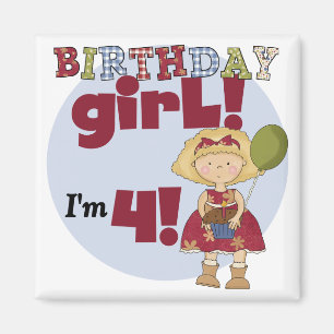 I'm 4 Birthday Girl T-shirts and Gifts Magnet