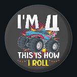 I'm 4 This is how I roll Monster Truck Circle Magnet<br><div class="desc">I'm 4 This is how I roll Monster Truck 4th Birthday Boys Family Matching Design Gift Circle Magnet Classic Collection.</div>