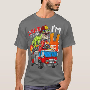 I'm 4 Years Old Sound The Alarm 4th Birthday Truck T-Shirt