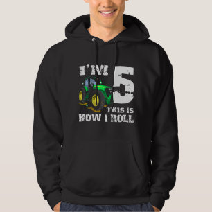 I'm 5 Farm Barnyard Tractor 5th Birthday Party gif Hoodie