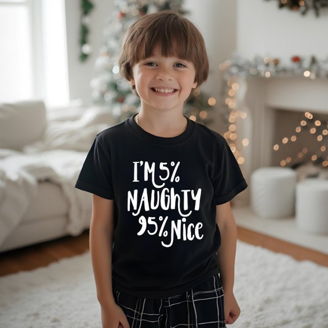 I'm 5% Naughty 95% Nice | Typography Christmas Tri-Blend Shirt (I'm 5% Naughty 95% Nice | Typography Christmas Tri-Blend Shirt)