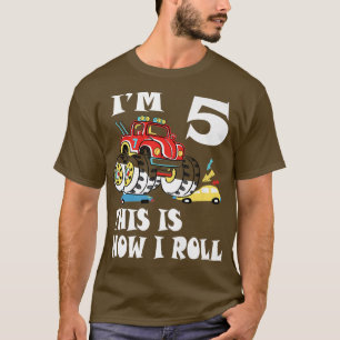 I'm 5 This Is How I Roll Monster Truck 5th Birthda T-Shirt