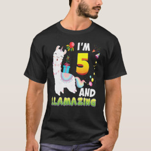 I'm 5 Year Old 5th Birthday Llamazing Llama Amazin T-Shirt