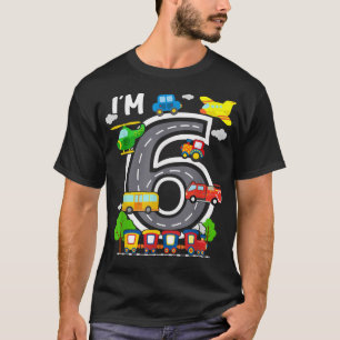 I'm 6 Birthday Boy 6th Bday Train Car Fire Truck A T-Shirt