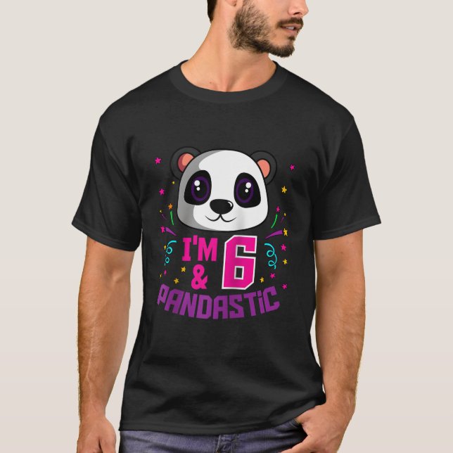 I'M 6 Pandastic Py Panda Bday Celebration Baseball T-Shirt (Front)