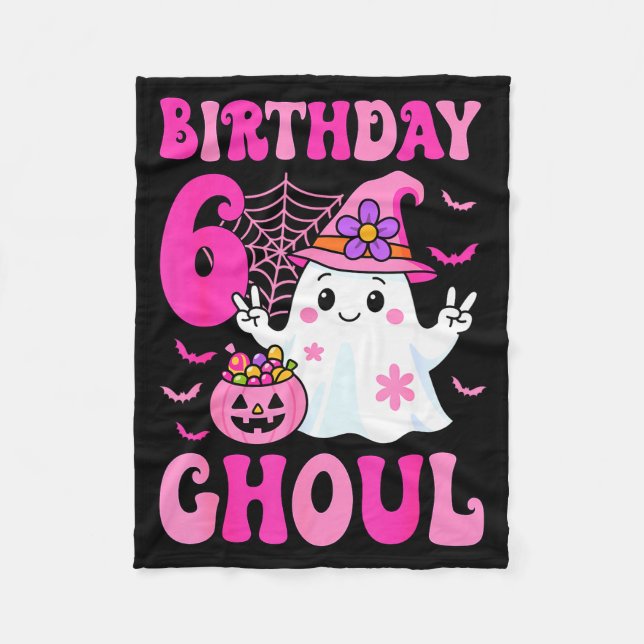 I'm 6 Years Old Girls Cute Ghost It's My 6th Birth Fleece Blanket (Front)