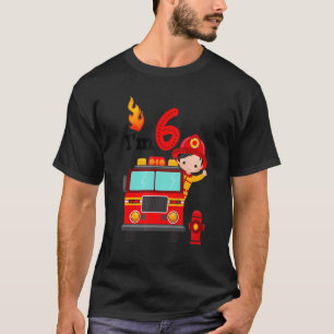 I'm 6th Birthday Boy Fire Engine Truck Toddler Fir T-Shirt