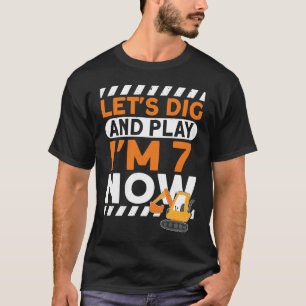I'm 7 bday Construction 7th Birthday Kids Excavato T-Shirt