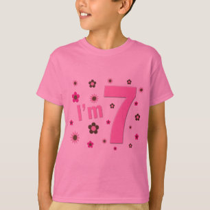 I'm 7 Pink And Brown Flowers T-Shirt