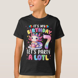 I'm 7th Birthday Girl Cute Axolotl 7 Year Old Bday T-Shirt
