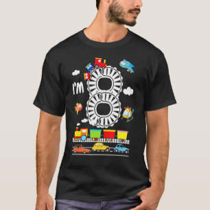 I'm 8 8th Birthday Locomotive 8 Years Old Train Ki T-Shirt