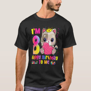 I'm 8 Years Old 8th Birthday Girls Teens Cat 5 T-Shirt