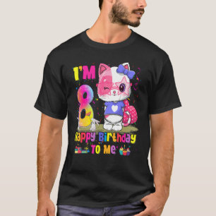 I'm 8 Years Old  8th Birthday Girls Teens  Cat T-Shirt