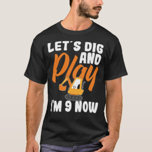 I'm 9 bday Construction 9th Birthday Kids Excavato T-Shirt