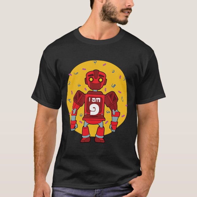 Im 9 Birthday Themed Robot T-Shirt (Front)