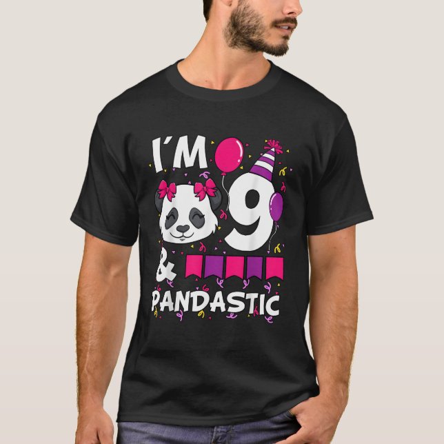 I'M 9 Pandastic Py 9Th Bday Celebration T-Shirt (Front)