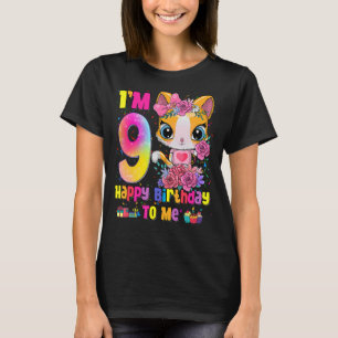 I'm 9 Years Old 9th Birthday Girls Teens Cat 1 T-Shirt