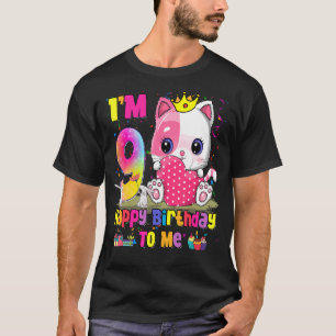 I'm 9 Years Old 9th Birthday Girls Teens Cat 2 T-Shirt