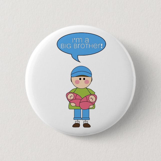 i'm a big brother (twin sisters) button (Front)