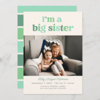 I'm a Big Sister (Green) Flat Announcement Card