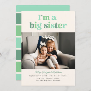 I'm a Big Sister (Green) Flat Announcement Card