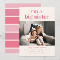 I'm a Big Sister (Pink) Flat Announcement Card