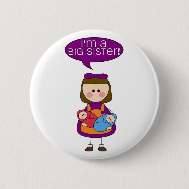 i'm a big sister (twin brother and sister) button (Front)