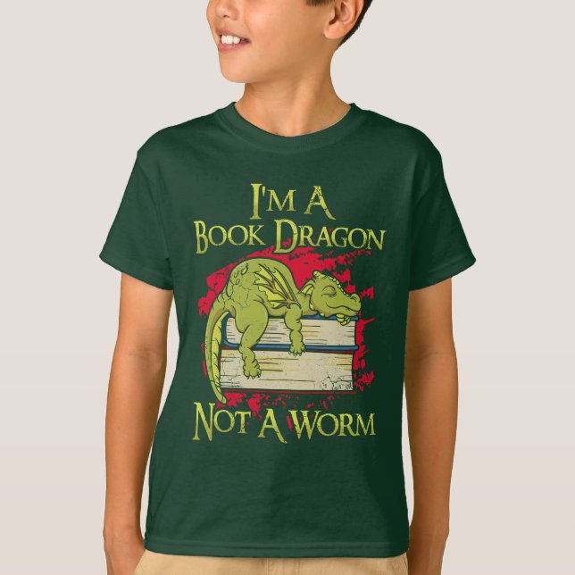 I'm A Book Dragon Not A Worm T-Shirt (Front)