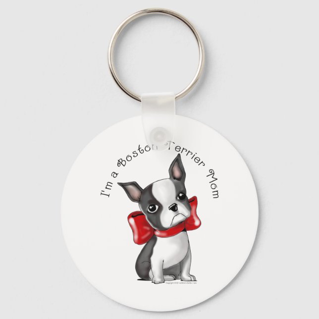 *I'm a Boston Terrier Mum* Adorable Dog Key Ring (Front)