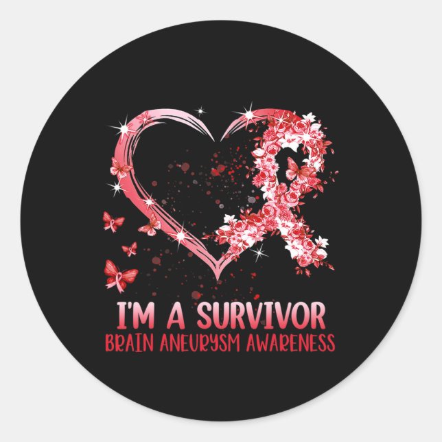 I'm A Brain Aneurysm Warrior Awareness Support Gra Classic Round Sticker (Front)