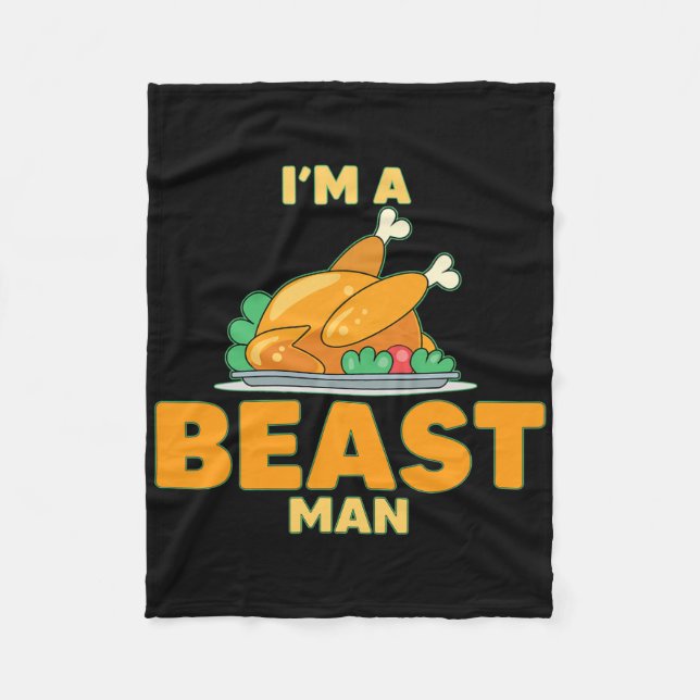 I'm A Breast Man Turkey Funny Thanksgiving  Fleece Blanket (Front)