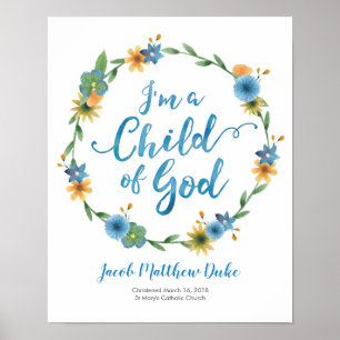 I'm a child of God personalized Baptism print