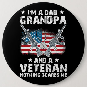 Im A Dad Grandpa and a Veteran USA Flag Veteran Fa 6 Cm Round Badge