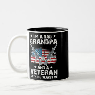 Im A Dad Grandpa and a Veteran USA Flag Veteran Fa Two-Tone Coffee Mug