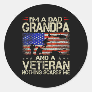 Im A Dad Grandpa And Veteran Fathers Day  Classic Round Sticker