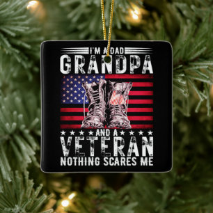 I'm A Dad Grandpa Veteran Funny Father Retirement Ceramic Ornament