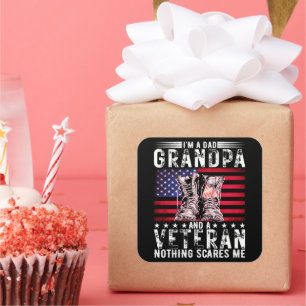 I'm A Dad Grandpa Veteran Funny Father Retirement Square Sticker