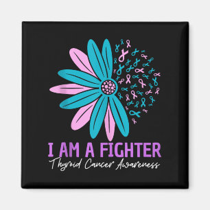Im A Fighter Thyroid Cancer Awareness Flower Ribbo Magnet