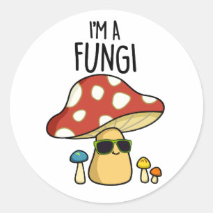 I'm A Fungi Funny Mushroom Pun Classic Round Sticker