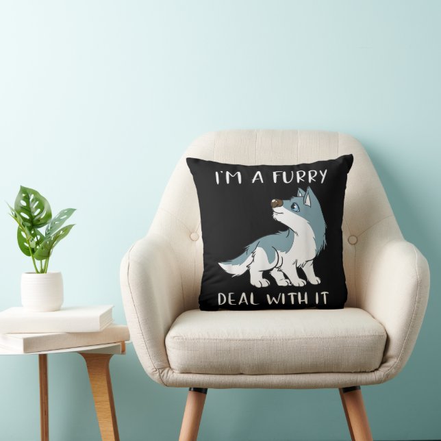 I'm A Furry Deal With It Cute Furry Fandom Fursuit Cushion (Chair)