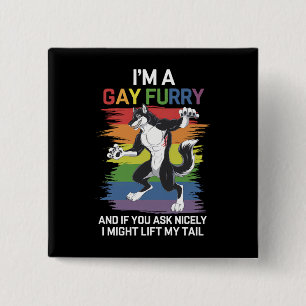 I'm A Gay Furry Fox Rainbow LGBTQ Pride 15 Cm Square Badge