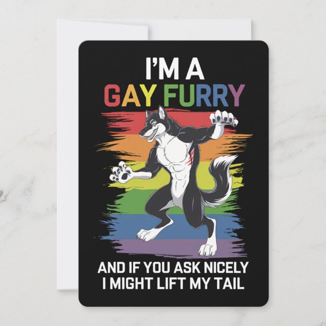 I'm A Gay Furry Fox Rainbow LGBTQ Pride Invitation (Front)