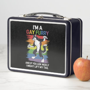 I'm A Gay Furry Fox Rainbow LGBTQ Pride Metal Lunch Box
