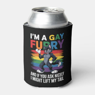I'm A Gay Furry Rainbow Fox Wolf Pride Month Can Cooler