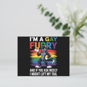 I'm A Gay Furry Rainbow Fox Wolf Pride Month Postcard