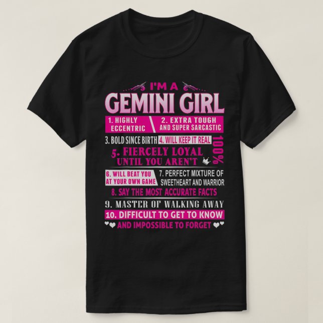 I'm A Gemini Girl  Gemini Birthday  T-Shirt (Design Front)