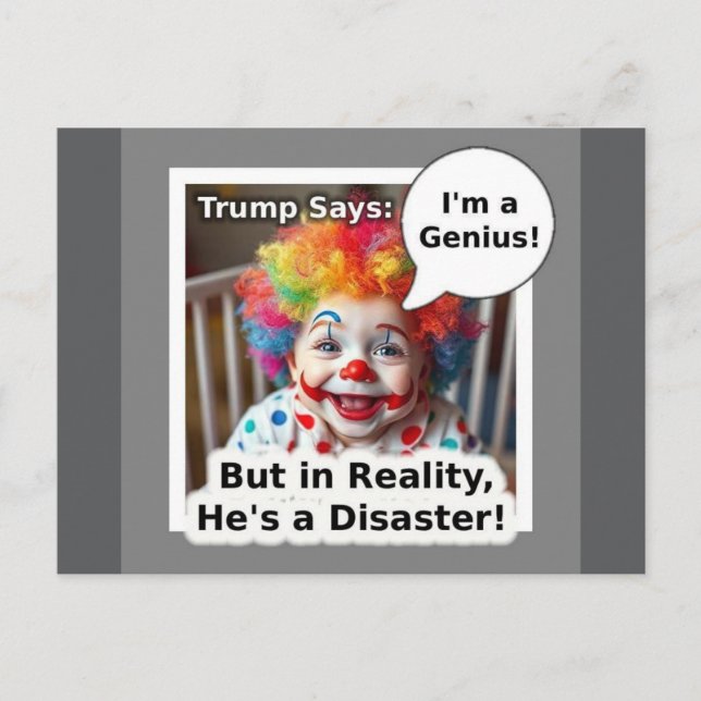 I'm a genius baby clown cartoon postcard (Front)