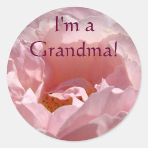 I'm a Grandma! stickers Pink Rose Flower