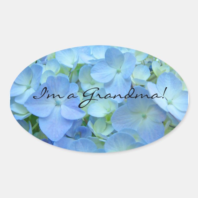 I'm a Grandma stickers seals Blue Hydrangea flower (Front)